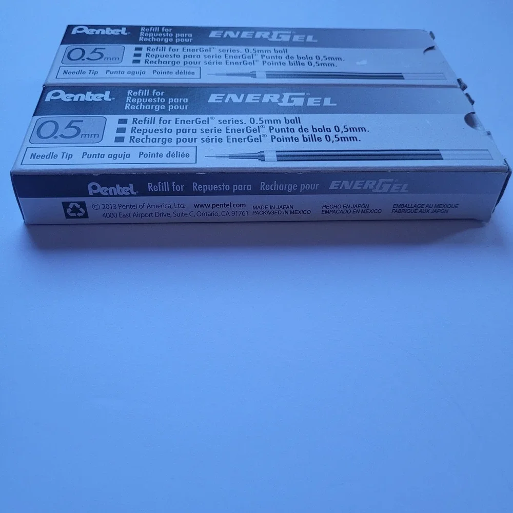 Pentel EnerGel LRN5-A 0.5mm Needle Tip Black‎ Ink Refills 2 Boxes